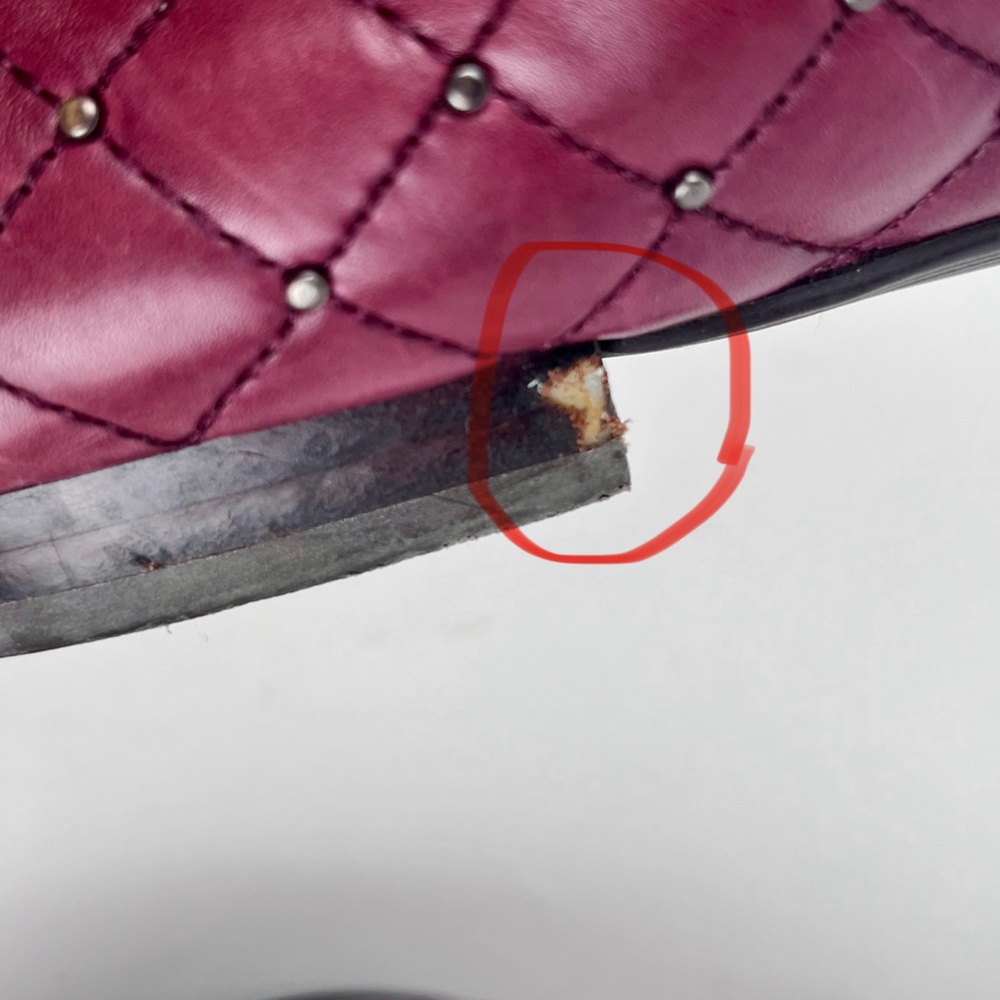 Via Spiga Shoes Ballet Flats Size 8.5 Burgundy Red Quilted Silver Grommets - Picture 15 of 16